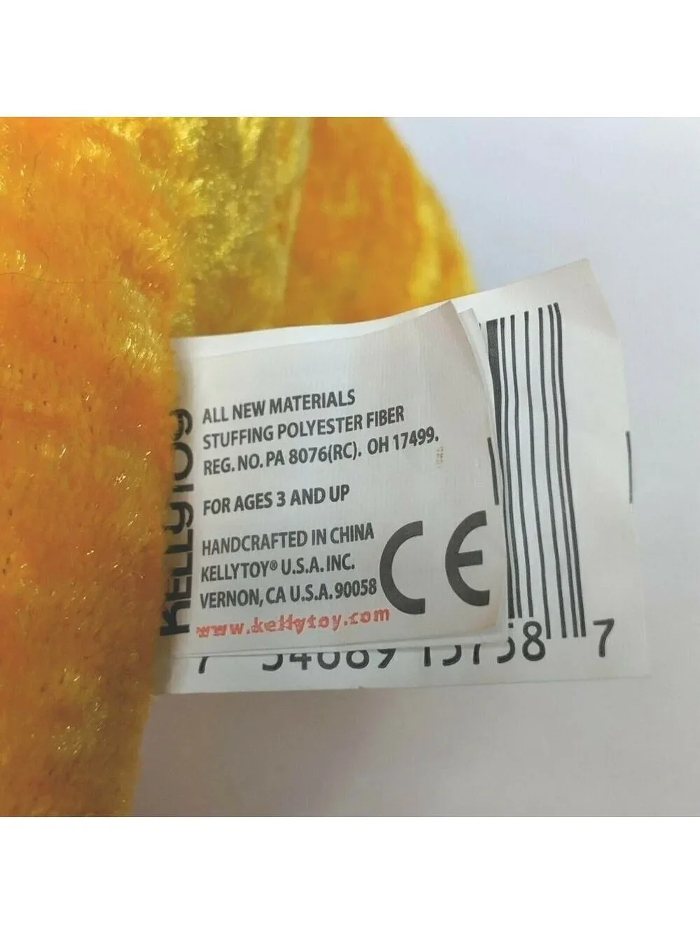 Kellytoy Orange Teddy Bear Plush 7.25 Inches
